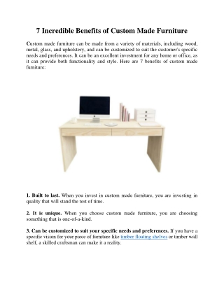 7 Incredible Benefits of Custom Made Furniture