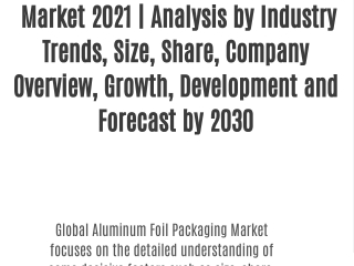 Aluminum Foil Packaging  Market 2021 | Analysis by Industry Trends, Size, Share, Company Overview, Growth, Development a