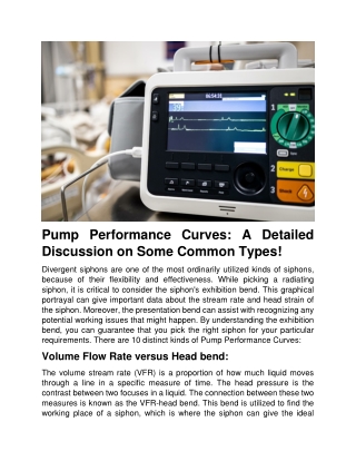 Pump Performance Curves A Detailed Discussion on Some Common Types