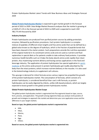 Protein Hydrolysates Market