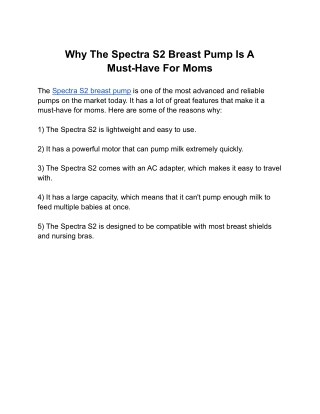 Why The Spectra S2 Breast Pump Is A Must-Have For Moms