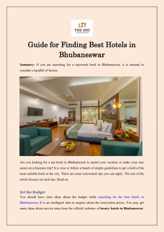 Guide for Finding Best Hotels in Bhubaneswar