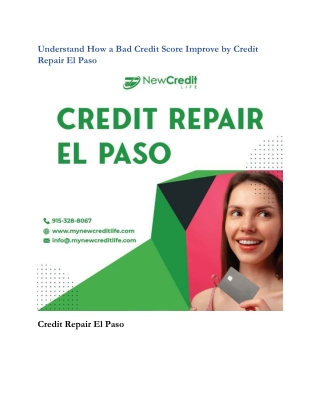 Understand How a Bad Credit Score Improve by Credit Repair El Paso