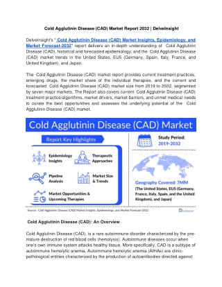 Cold Agglutinin Disease (CAD) Market