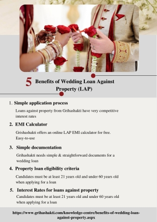 5 Benefits of Wedding Loan Against Property (LAP)