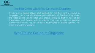 The Best Online Casino You Can Play in Singapore Onlinegambling-review.com