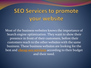 SEO Services to promote your website