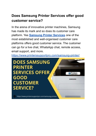 Does Samsung Printer Services offer good customer service?