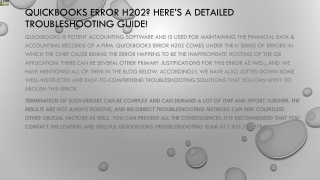 A complete guide to resolve QuickBooks Error H202