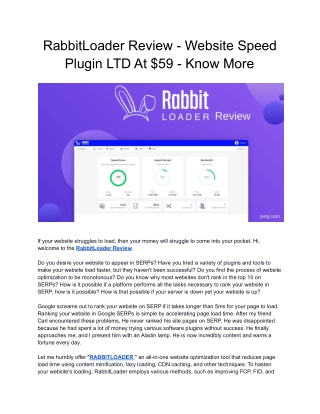 RabbitLoader Review - Boost Website Speed LTD At $59 - Know More
