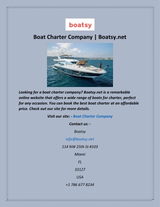 Boat Charter Company | Boatsy.net
