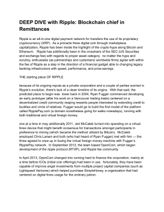 DEEP DIVE with Ripple_ Blockchain chief in Remittances