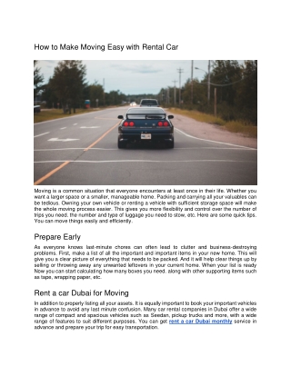 How to Make Moving Easy with Rental Car