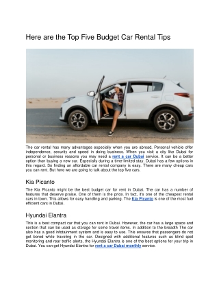 Here are the Top Five Budget Car Rental Tips