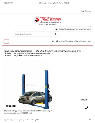 Cầu nâng 2 trụ Đài Loan giằng trên Wonder  WG232D