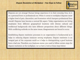 Dispute Resolution at Workplace – Few Steps to Follow