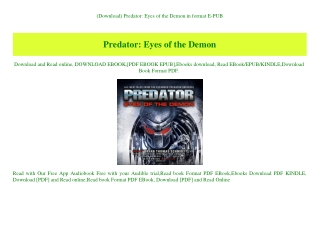 (Download) Predator Eyes of the Demon in format E-PUB