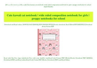 [[F.r.e.e D.o.w.n.l.o.a.d R.e.a.d]] Cute kawaii cat notebook  wide ruled composition notebook for girls  preppy notebook