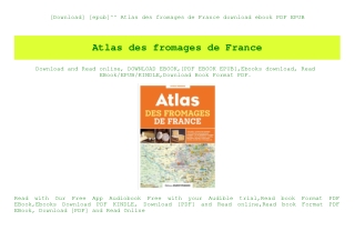 [Download] [epub]^^ Atlas des fromages de France download ebook PDF EPUB