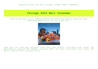 [Epub]$$ Chicago 2023 Wall Calendar [[FREE] [READ] [DOWNLOAD]]