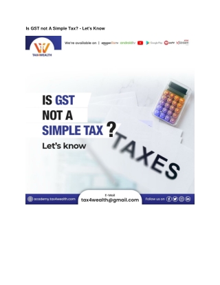 Is GST not A Simple Tax