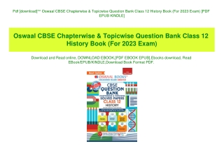 Pdf [download]^^ Oswaal CBSE Chapterwise & Topicwise Question Bank Class 12 History Book (For 2023 Exam) [PDF EPUB KINDL