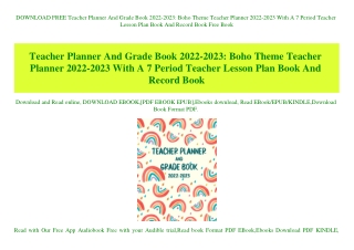 DOWNLOAD FREE Teacher Planner And Grade Book 2022-2023 Boho Theme Teacher Planner 2022-2023 With A 7 Period Teacher Less