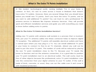 What Is The Extra TV Points Installation