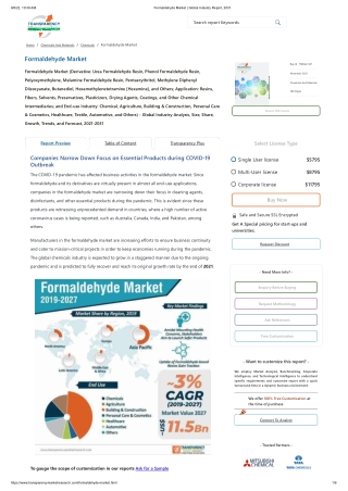 Formaldehyde Market | Global Industry Report, 2031