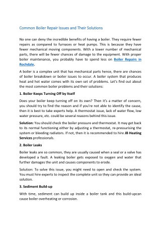 Common Boiler Repair Issues and Their Solutions