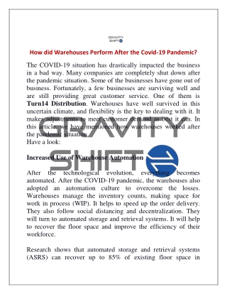 How did warehouses perform after the Covid-19 pandemic