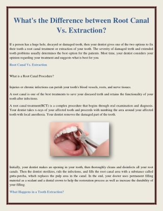 What's the Difference between Root Canal Vs. Extraction?