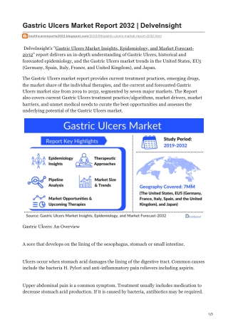 Gastric Ulcers Market Report 2032  DelveInsight
