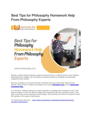 Best Tips for Philosophy Homework Help From Philosophy Experts