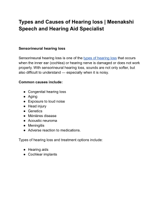 Types and Causes of Hearing loss _ Meenakshi Speech and Hearing Aid Specialist