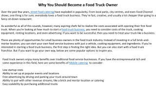 Why You Should Become a Food Truck Owner