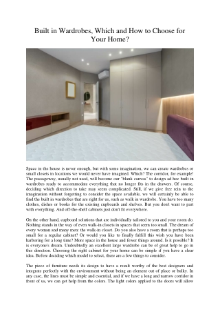 Built in Wardrobes, Which and How to Choose for Your Home