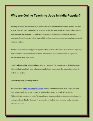online teaching jobs in India
