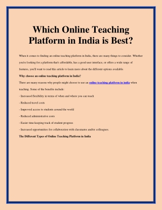 online teaching platform in India