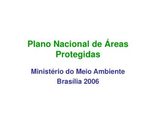 Plano Nacional de Áreas Protegidas