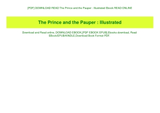 [PDF] DOWNLOAD READ The Prince and the Pauper  Illustrated Ebook READ ONLINE