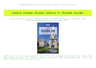 DOWNLOAD FREE Lonely Planet Pocket Dublin 6 (Pocket Guide) (E.B.O.O.K. DOWNLOAD^