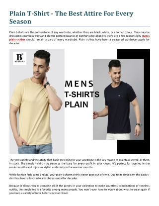 Plain T-Shirt - The Best Attire For Every Season