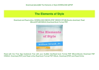 Download [ebook]$$ The Elements of Style DOWNLOAD @PDF