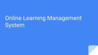 Online Learning Management System