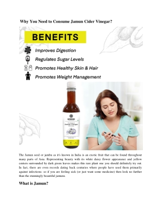 Why You Need to Consume Jamun Cider Vinegar