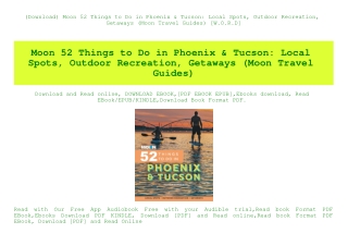 (Download) Moon 52 Things to Do in Phoenix & Tucson Local Spots  Outdoor Recreation  Getaways (Moon Travel Guides) [W.O.