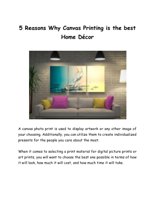 5 Reasons Why Canvas Printing is the best Home Décor