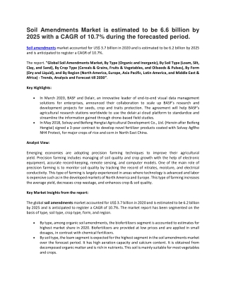 Soil Amendments Market