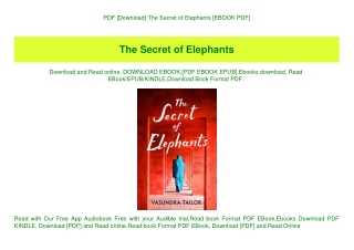 PDF [Download] The Secret of Elephants [EBOOK PDF]